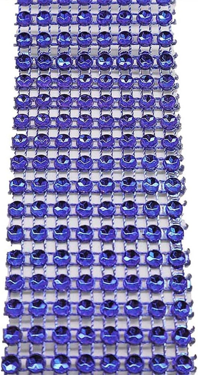 1.5" x 10 Yards Royal Blue Diamond Mesh Ribbon 5 Rolls of Rhinestone Bling Ribbon